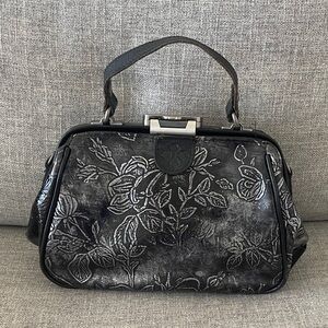 Patricia Nash Black and Silver Floral Satchel